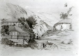 Berger háza, Valparaiso, 1834 (ceruza és WC papíron) (bw fotó)