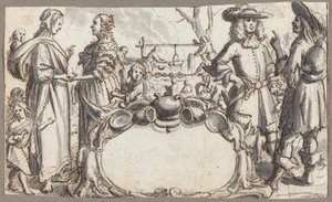 A szegénység és gazdagság allegóriája (toll és barna tinta, szürke mosással, fektetett papírra) alkotó: Conrad Meyer