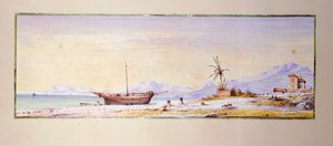 Bordighera Beach, Consalvo Carelli (1818-1900), Olaszország alkotó: Consalvo Carelli