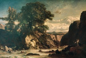 Tóbiást és angyalt ábrázoló táj, Constant Troyon (1810-65) alkotó: Constant Emile Troyon
