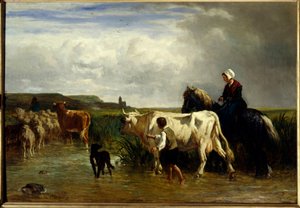Le passage du gue Constant Troyon festménye (1810-1865) 19. század V. 1,15x1,65 m Párizs, Louvre Múzeum.
