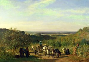 Kilátás Suresnes dombtetőiről vagy a Szőlőszüretről Suresnes-ben alkotó: Constant Emile Troyon