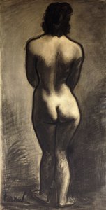 Álló akt; Nu Debout – Stand Naakt, c. 1930 (fekete kréta és fekete mosás papíron)