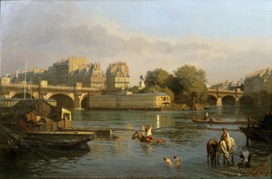 Pont Neuf és Ile de la Cite, Párizs ... alkotó: Constantin Emile Meunier