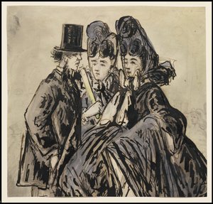 Egy úriember és két hölgy, 1860-as évek alkotó: Constantin Guys