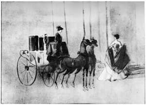Érkezés a bálra, 19. század, 1930. alkotó: Constantin Guys