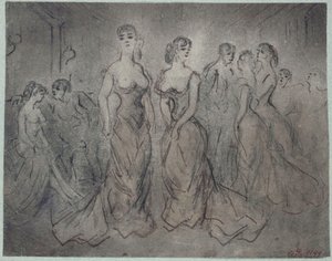 Belső jelenet egy bordélyházból, nők és férfiak, 1875 körül