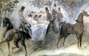 Az elegáns ló és lovasok, 1822-1892 alkotó: Constantin Guys
