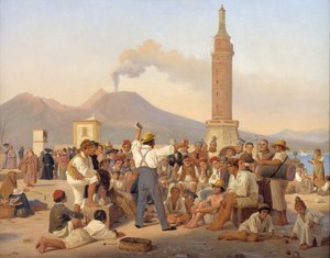 „Orlando, a dühös” szavalása a nápolyi Molóban alkotó: Constantin Hansen