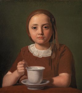 Dán:  Købke, med en kop foran sig Portrait of a Little Girl, Elise Købke, with a Cup front of her alkotó: Constantin Hansen