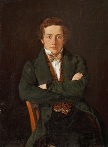 Martin Hammerich (1811-1881) későbbi professzor portréja, háromnegyedes portré, arckép, en face alkotó: Constantin Hansen