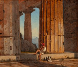 Kilátás a Paestumban található Poszeidón-templomra