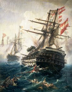 A Lissa-i csata, az Osztrák-Magyar Birodalom és Olaszország között vívott 1866-ban (olaj, vászon) alkotó: Constantin Volanakis
