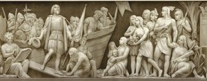 Kolumbusz Kristóf partraszállása A fríz az Egyesült Államok Capitoliumának rotundájában, 1860-1873