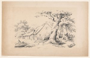 Farm és két fa A táj (sorozat címe) alkotó: Constantinus Cornelis Huysmans