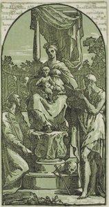 Madonna és gyermeke trónolva, Szent Jeromos és Szent Ferenc