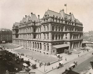 Kilátás a postára és a vámházra a Clark Street-en és a Jackson Blvd.-nél, Chicago, 1889 alkotó: Copelin and Hine Copelin and Hine