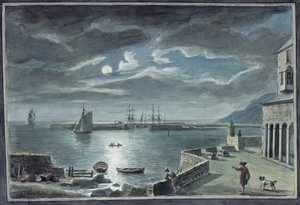 The Harbour and the Cobb, Lyme Regis, Dorset, Moonlight