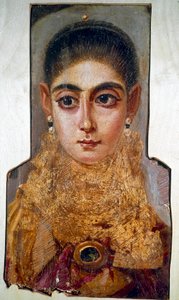 Kopt művészet: „The Europeenne”-nek nevezett fiatal nő” Fayoum (Fayum) (i.sz. 160 körül) Viasz festmény fára. Párizs, Louvre Múzeum