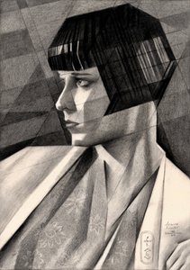 Gondolkodó art deco portré alkotó: Corné Akkers