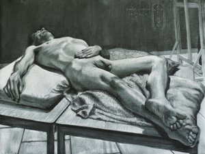 Fekvő férfi akt alkotó: Corné Akkers