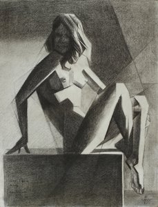 Ülő geometrikus akt alkotó: Corné Akkers