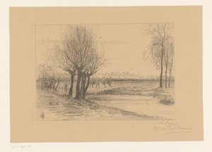 Rét szárfüzekkel Zeelandon (cím az objektumon) alkotó: Cornelia Christina Johanna van Trigt Hoevenaar (signed by artist)