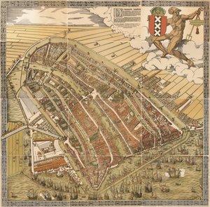 Amszterdam nagy térképe 1544-ben Kornelis Antoniszoon által... Amszterdam történetének ötödik részéhez tartozó / J. Ter Gouw által, az eredeti után fényképezve... alkotó: Cornelis Anthonisz.