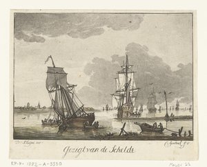 Kilátás a Scheldtre vitorlás hajókkal A Scheldt képe (cím az objektumon) alkotó: Cornelis Apostool