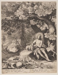 Keresztelő Szent János a tájban alkotó: Cornelis Bloemaert
