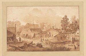 Kilátás a falura tóval alkotó: Cornelis Brouwer