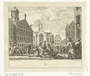 Felkelés Daniël Raap temetésén az amszterdami Dam téren 1754-ben