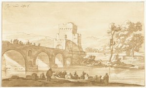 Ponte Molle Róma közelében alkotó: Cornelis Brouwer