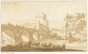 Ponte Molle Róma közelében alkotó: Cornelis Brouwer