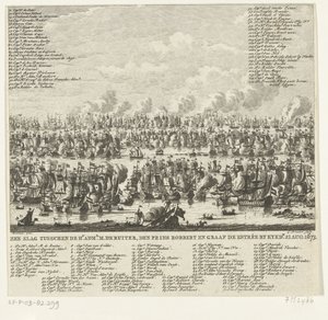 Kijkduini csata, 1673 Tengeri csata között a Hr. adml. M. de Ruiter, Robbert herceg és de Estrée gróf, Kykdn. 1673. augusztus 21. (cím a tárgyon)