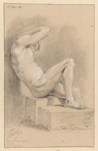 Ülő férfi akt, oldalról nézve (3. díj 1767) alkotó: Cornelis Buys