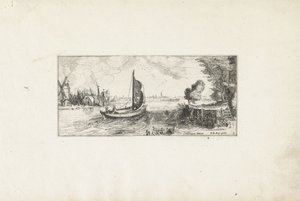 Hajó a folyón Tájképek (sorozat címe) alkotó: Cornelis Claesz van Wieringen (possibly)