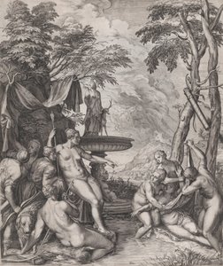 Diana felfedezi Callisto terhességét, 1566. alkotó: Cornelis Cort