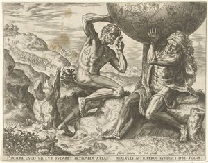 Herkules viszi a földgömböt az Atlasz számára Hercules munkái (sorozat címe)