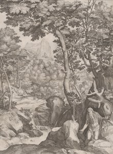 Szent Onufriusz a vadonban, 1574. alkotó: Cornelis Cort