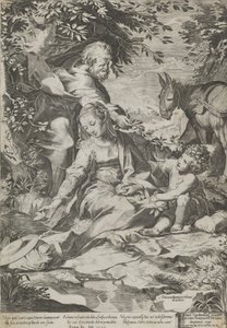 A pihenés Egyiptomból való visszatéréskor, 1575. alkotó: Cornelis Cort