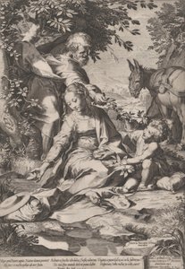 A pihenés Egyiptomból való visszatéréskor, 1575. alkotó: Cornelis Cort