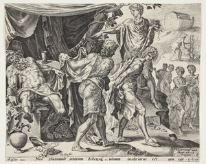 Noé gúnyolása alkotó: Cornelis Cort