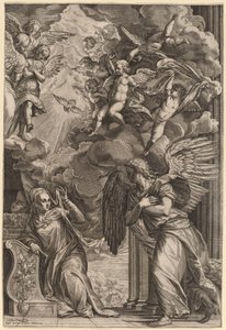 Az Angyali üdvözlet alkotó: Cornelis Cort after Titian