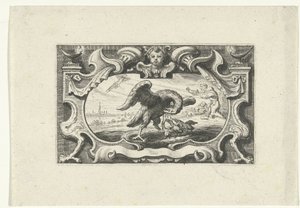 Vignetta pelikánnal, amely saját vérével táplálja fiókáit alkotó: Cornelis Galle (II) (attributed to)