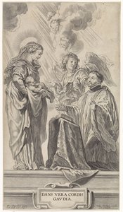 Egy ismeretlen szent (Loyolai Ignác?) gyermekével Mária előtt térdel alkotó: Cornelis Galle (II)