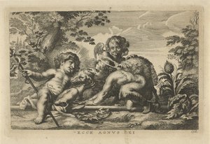 Keresztelő János és a Gyermek Krisztus báránnyal és angyallal alkotó: Cornelis Galle (II)