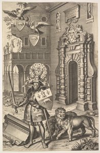 Tassis gróf allegorikus portréja, illusztrációja Jean Jacques Chifflettől, Les marques ..., 1645.