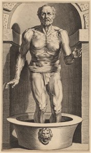 Seneca a fürdőben állva