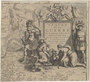 A németországi Marburg és Frankfurt am Main közötti Solms régió térképe (jobb felső lap) Téâtre de la Guerre sur le Rhein, Moessele, Mayn és le Necker (cím a tárgyon) alkotó: Cornelis Huyberts